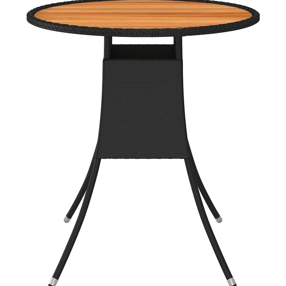 vidaXL Tuintafel Ø70 cm poly rattan en massief acaciahout zwart