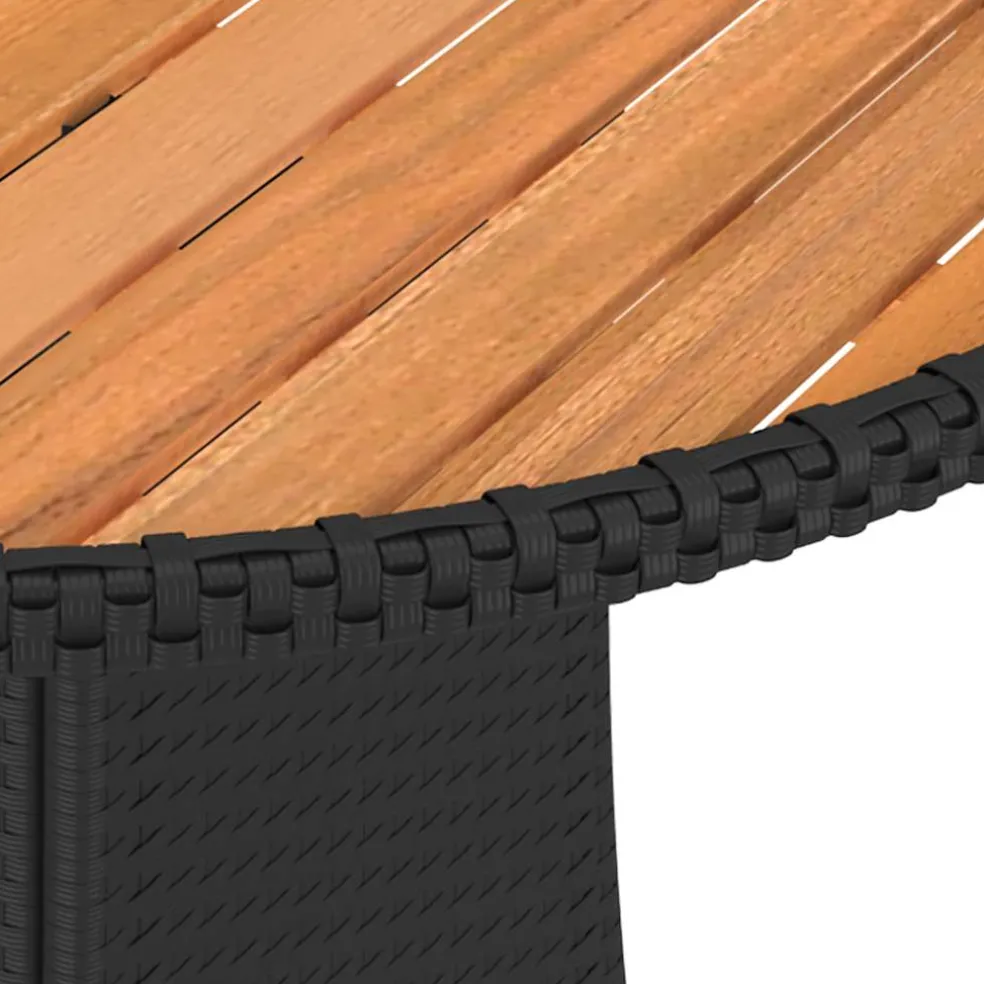 vidaXL Tuintafel Ø70 cm poly rattan en massief acaciahout zwart