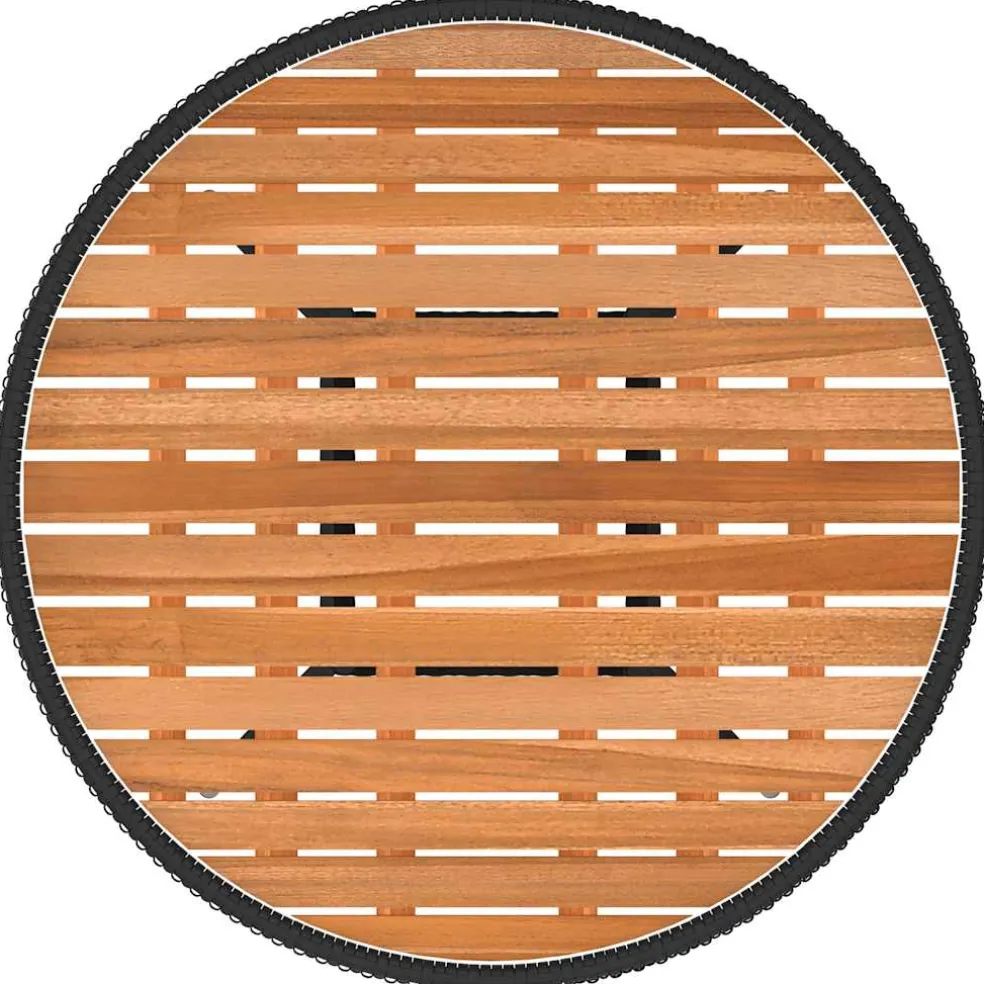 vidaXL Tuintafel Ø70 cm poly rattan en massief acaciahout zwart