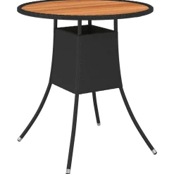 vidaXL Tuintafel Ø70 cm poly rattan en massief acaciahout zwart