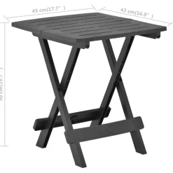 vidaXL Tuintafel inklapbaar 45x43x50 cm kunststof antraciet