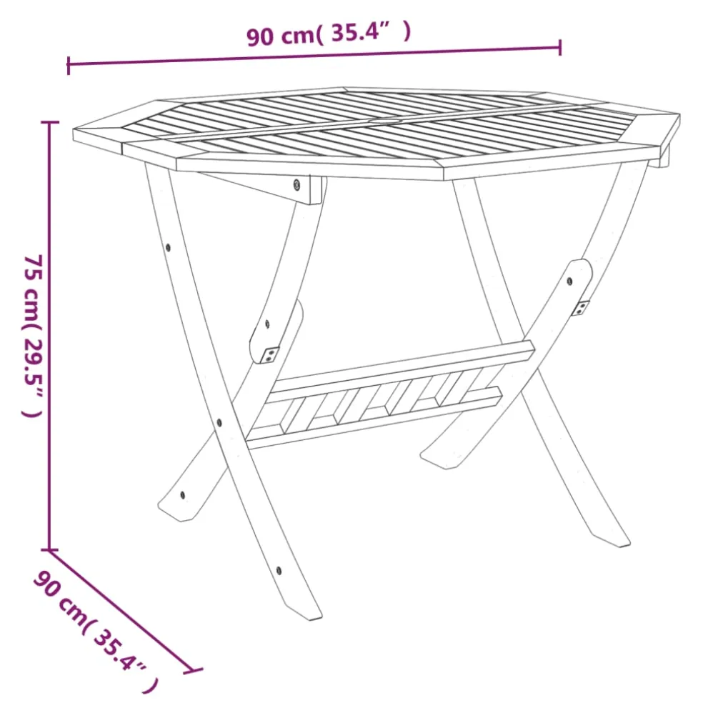 vidaXL Tuintafel inklapbaar 90x75 cm massief acaciahout