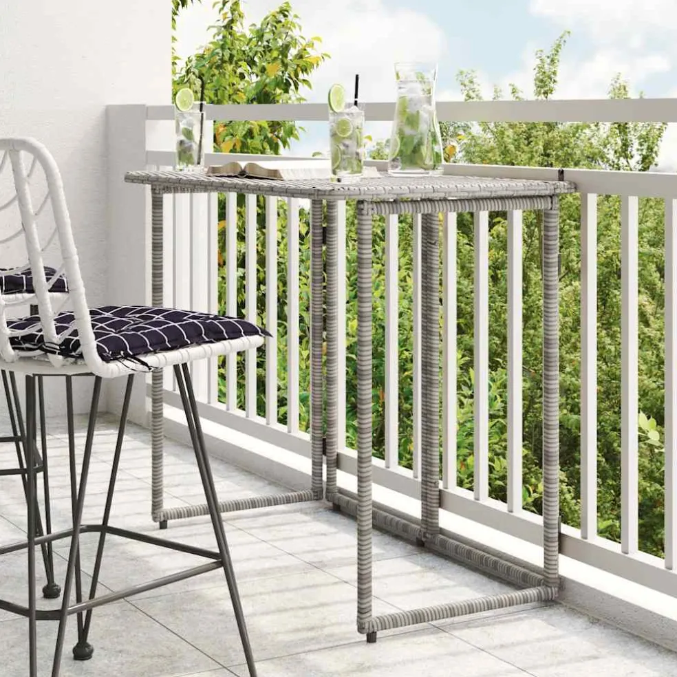 vidaXL Tuintafel inklapbaar 90x51x75 cm poly rattan grijs