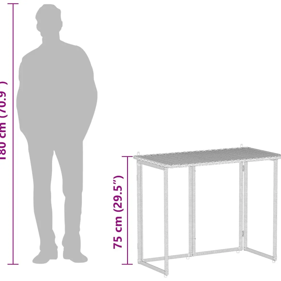 vidaXL Tuintafel inklapbaar 90x51x75 cm poly rattan grijs