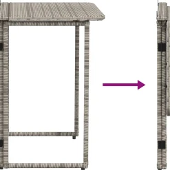 vidaXL Tuintafel inklapbaar 90x51x75 cm poly rattan grijs