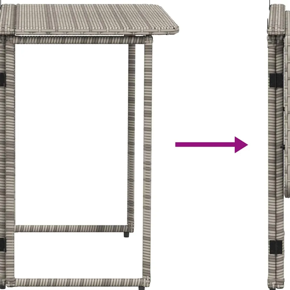 vidaXL Tuintafel inklapbaar 90x51x75 cm poly rattan grijs