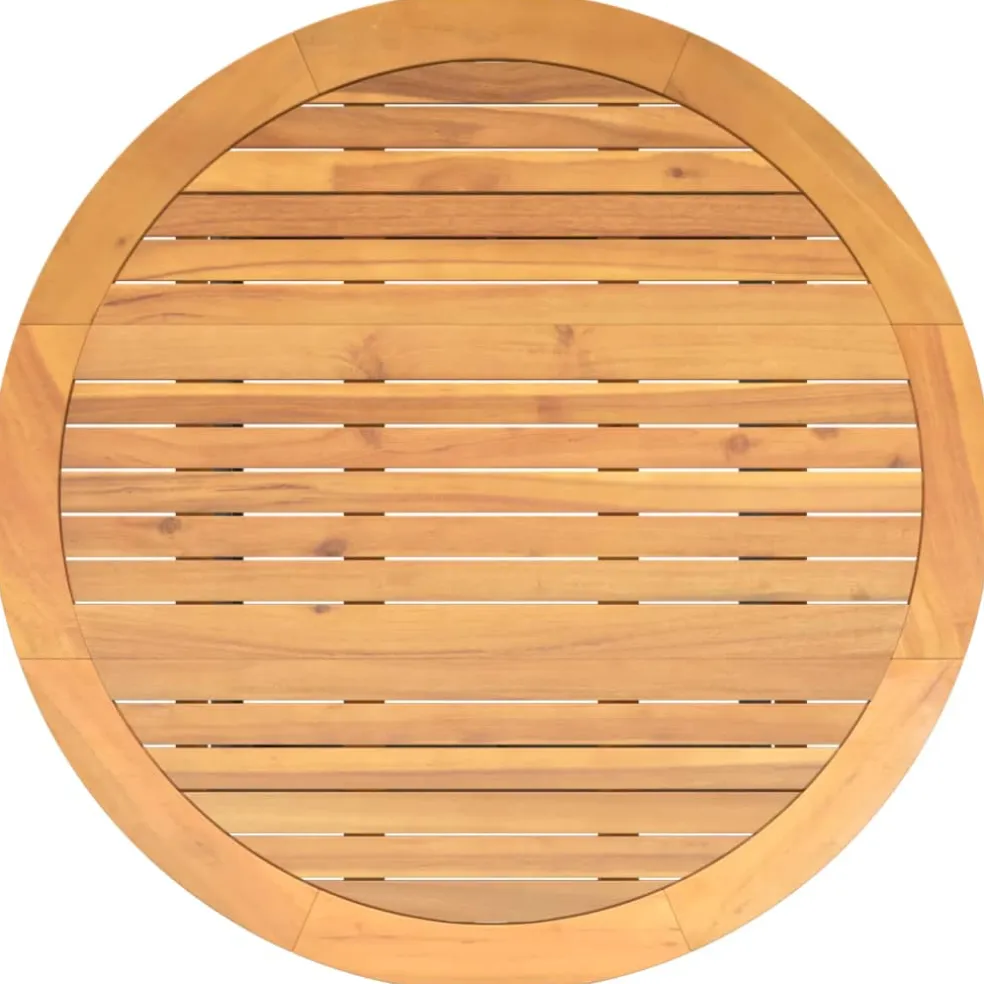vidaXL Tuintafel met acaciahouten blad Ø110x71 cm poly rattan zwart