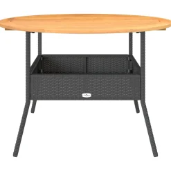 vidaXL Tuintafel met acaciahouten blad Ø110x71 cm poly rattan zwart