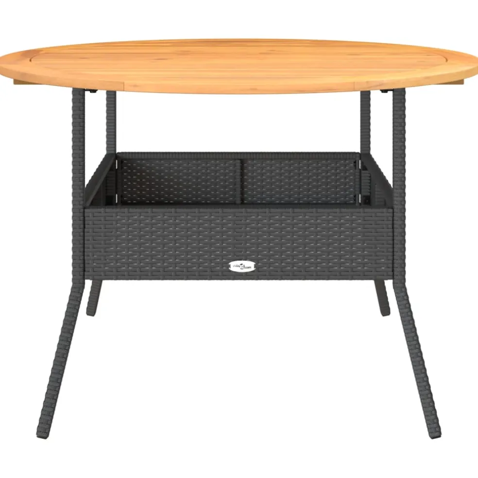 vidaXL Tuintafel met acaciahouten blad Ø110x71 cm poly rattan zwart