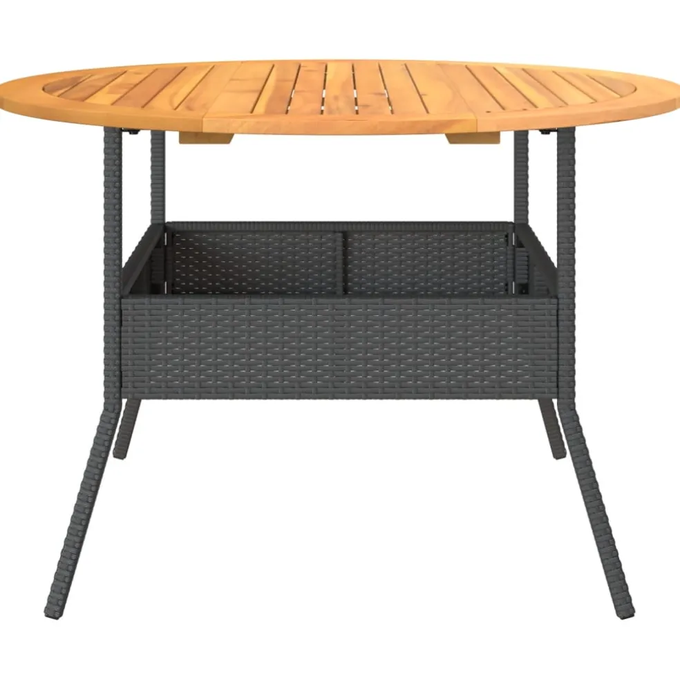 vidaXL Tuintafel met acaciahouten blad Ø110x71 cm poly rattan zwart