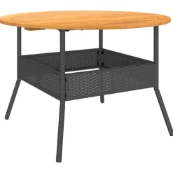 vidaXL Tuintafel met acaciahouten blad Ø110x71 cm poly rattan zwart