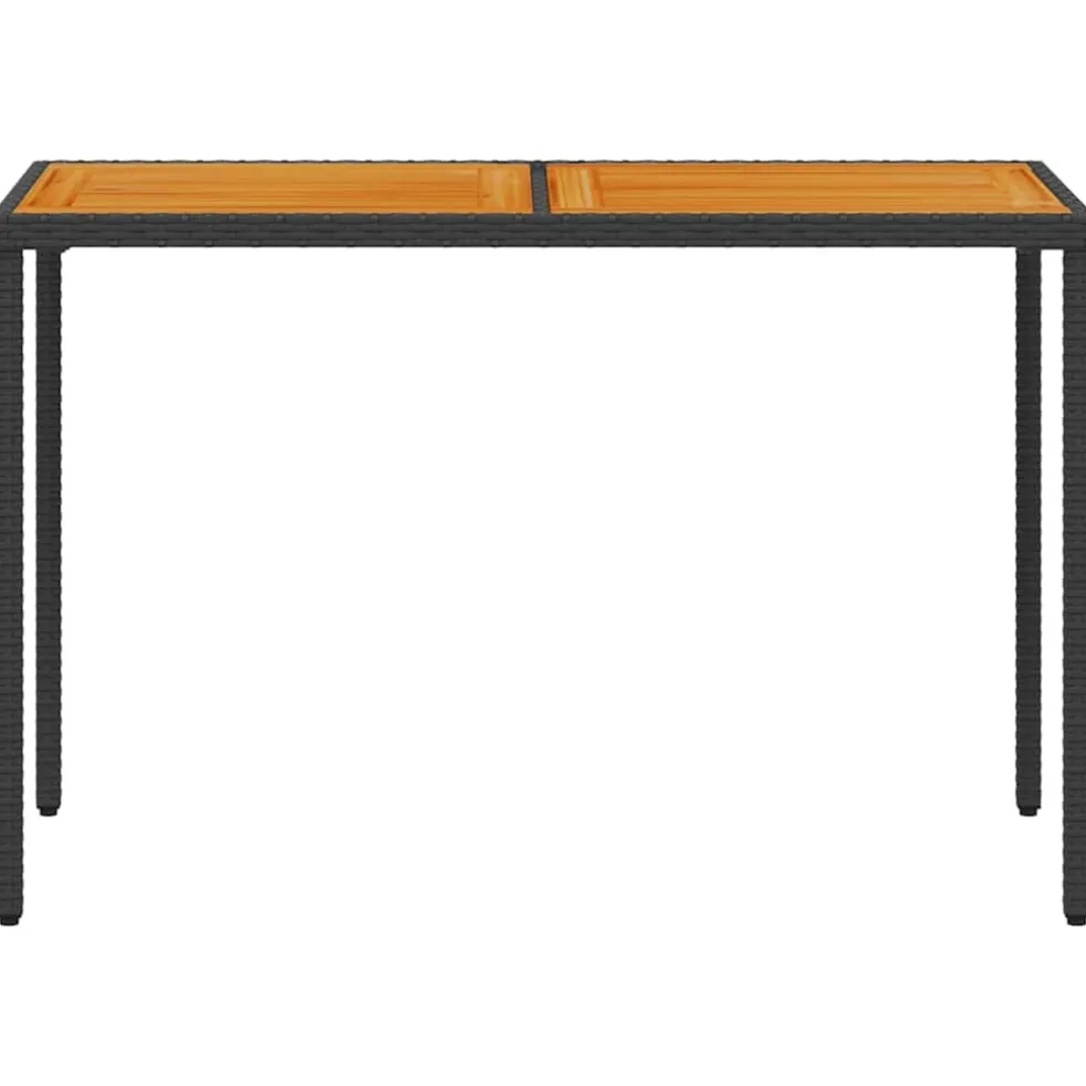 vidaXL Tuintafel met acaciahouten blad 115x54x74 cm poly rattan zwart