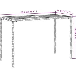 vidaXL Tuintafel met acaciahouten blad 115x54x74 cm poly rattan zwart