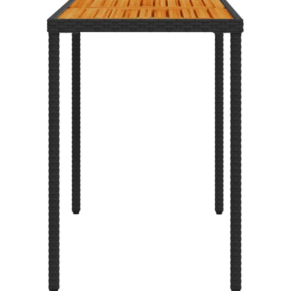 vidaXL Tuintafel met acaciahouten blad 115x54x74 cm poly rattan zwart
