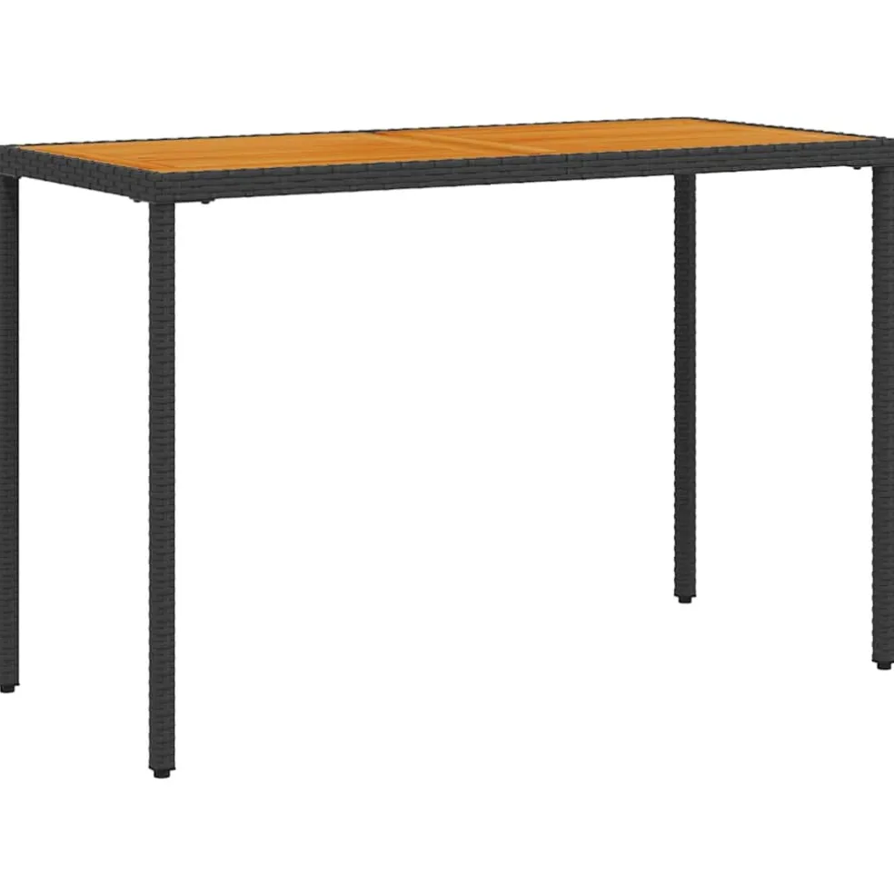 vidaXL Tuintafel met acaciahouten blad 115x54x74 cm poly rattan zwart