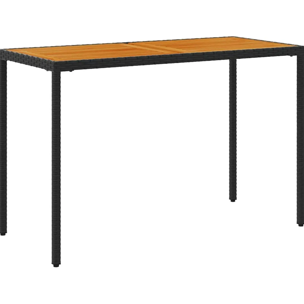 vidaXL Tuintafel met acaciahouten blad 115x54x74 cm poly rattan zwart