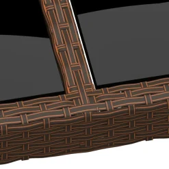 vidaXL Tuintafel met glazen blad poly rattan bruin