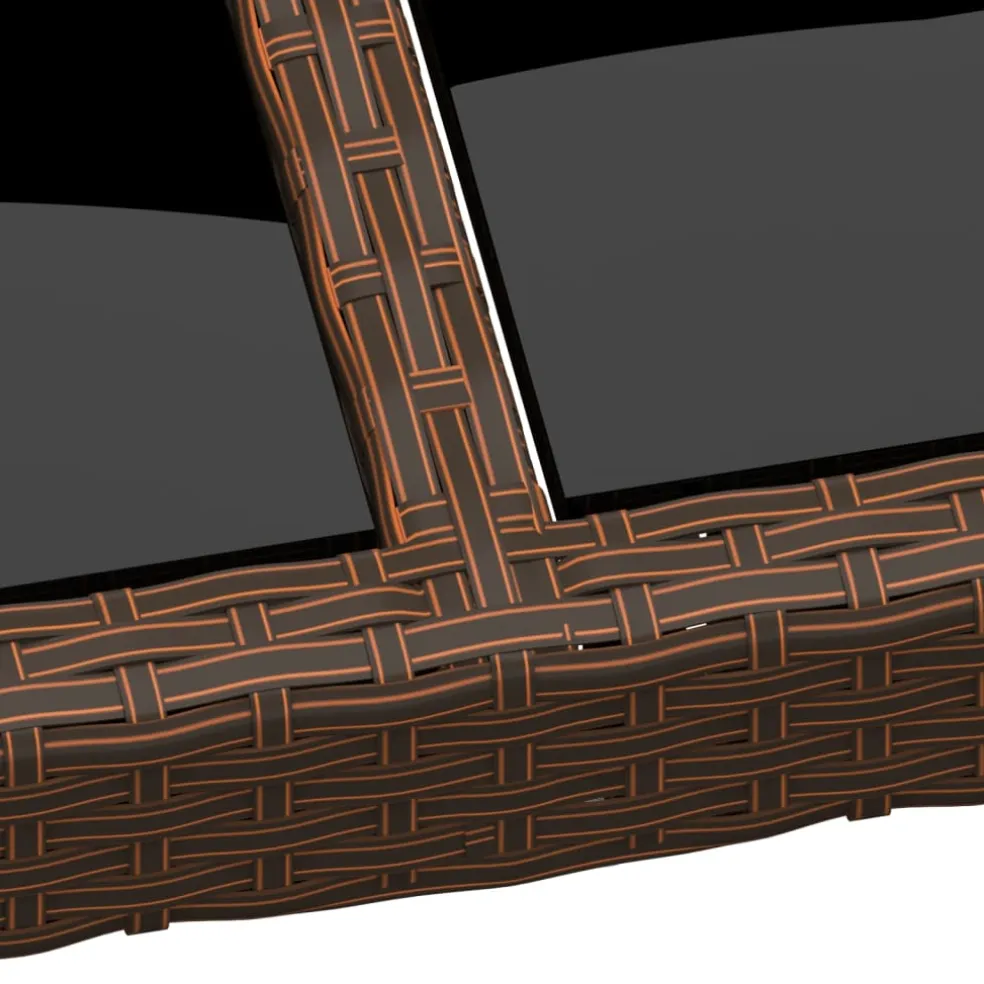vidaXL Tuintafel met glazen blad poly rattan bruin