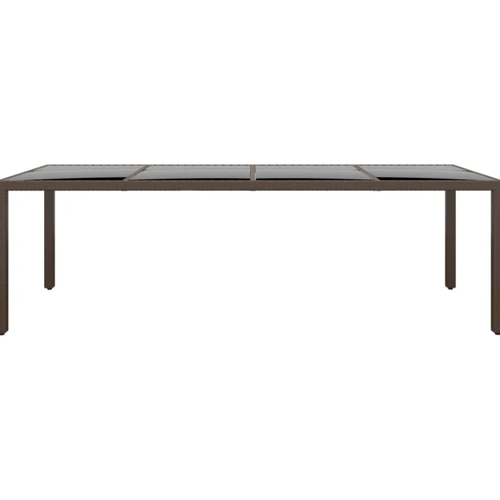 vidaXL Tuintafel met glazen blad poly rattan bruin
