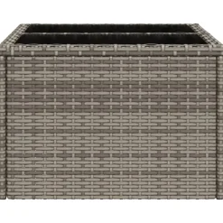 vidaXL Tuintafel met glazen blad 55x55x37 cm poly rattan grijs