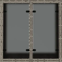 vidaXL Tuintafel met glazen blad 55x55x37 cm poly rattan grijs