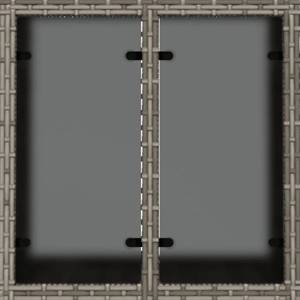 vidaXL Tuintafel met glazen blad 55x55x37 cm poly rattan grijs