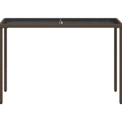 vidaXL Tuintafel met glazen blad 115x54x74 cm poly rattan bruin