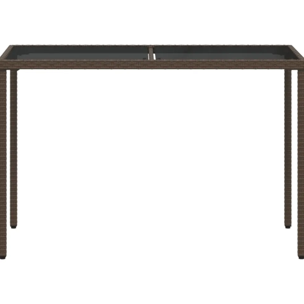 vidaXL Tuintafel met glazen blad 115x54x74 cm poly rattan bruin