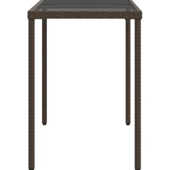 vidaXL Tuintafel met glazen blad 115x54x74 cm poly rattan bruin
