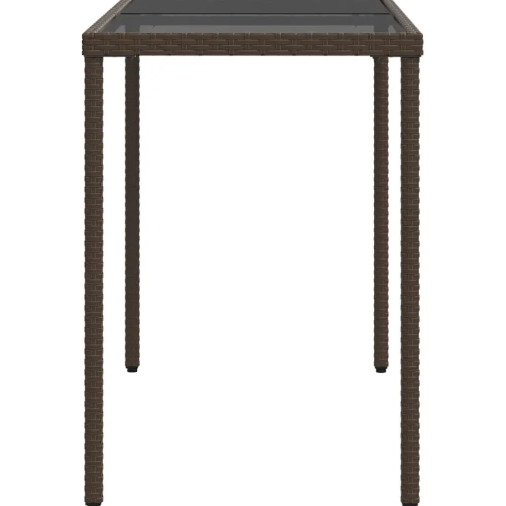 vidaXL Tuintafel met glazen blad 115x54x74 cm poly rattan bruin