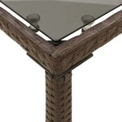 vidaXL Tuintafel met glazen blad 115x54x74 cm poly rattan bruin