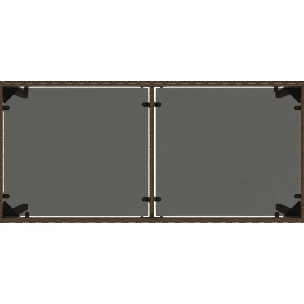 vidaXL Tuintafel met glazen blad 115x54x74 cm poly rattan bruin