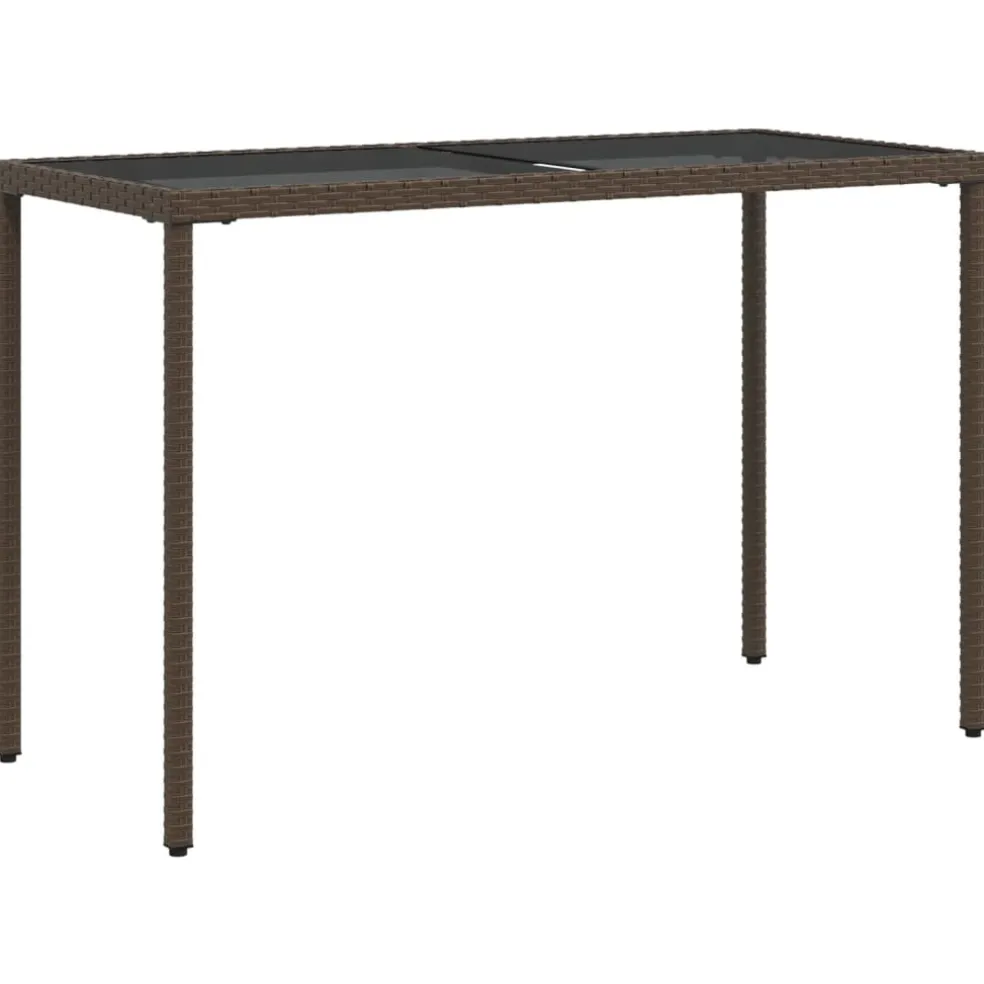 vidaXL Tuintafel met glazen blad 115x54x74 cm poly rattan bruin
