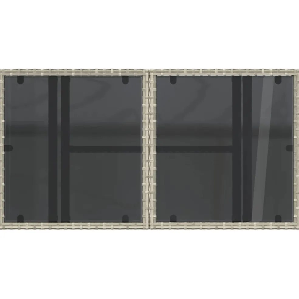 vidaXL Tuintafel met glazen blad 100x55x73 cm poly rattan lichtgrijs