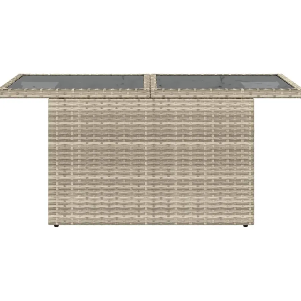 vidaXL Tuintafel met glazen blad 100x55x73 cm poly rattan lichtgrijs