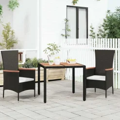 vidaXL Tuintafel met houten blad poly ratten en acaciahout zwart