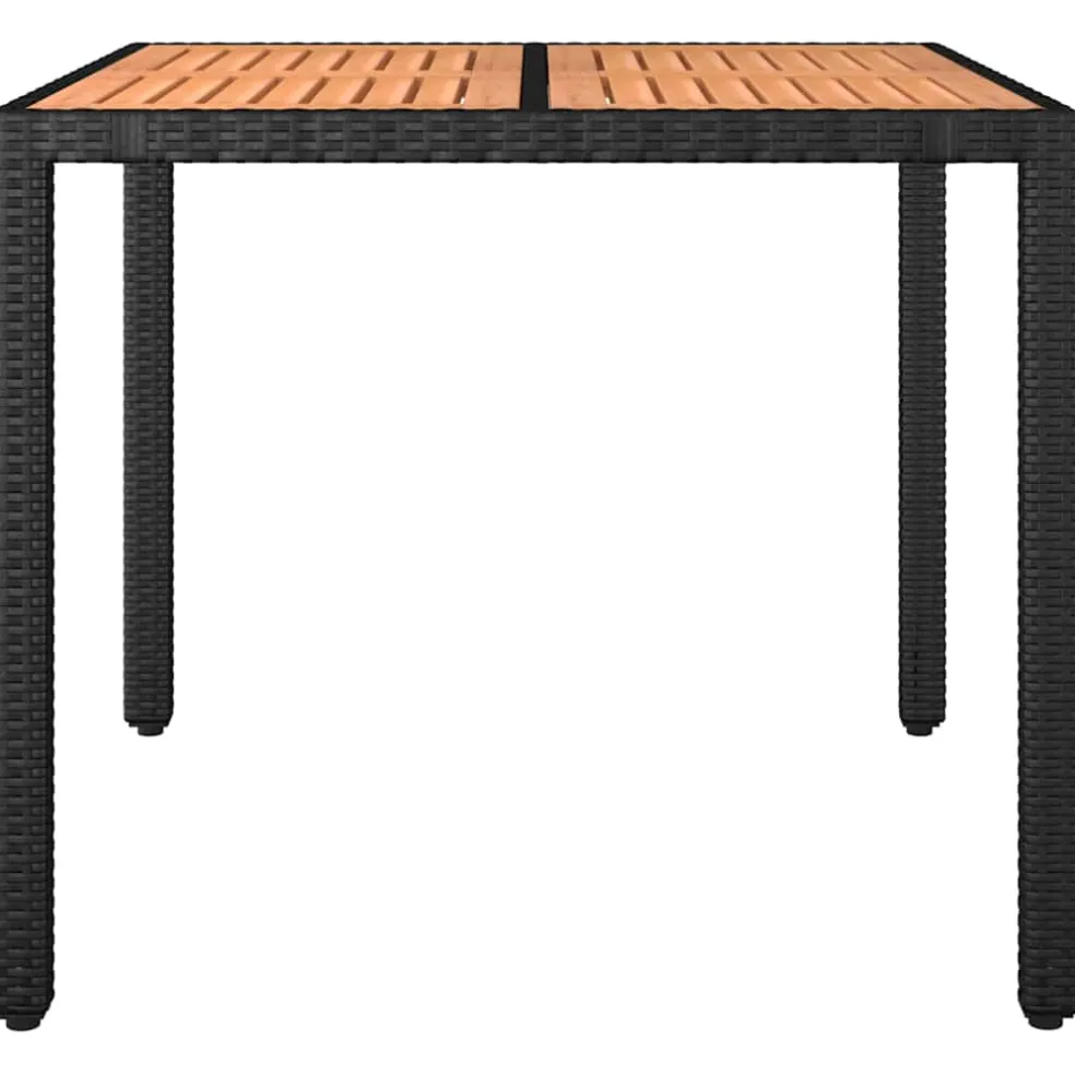 vidaXL Tuintafel met houten blad poly ratten en acaciahout zwart