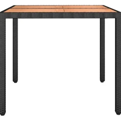 vidaXL Tuintafel met houten blad poly ratten en acaciahout zwart