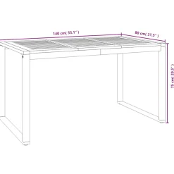 vidaXL Tuintafel met U-vormige poten 140x80x75 cm massief acaciahout