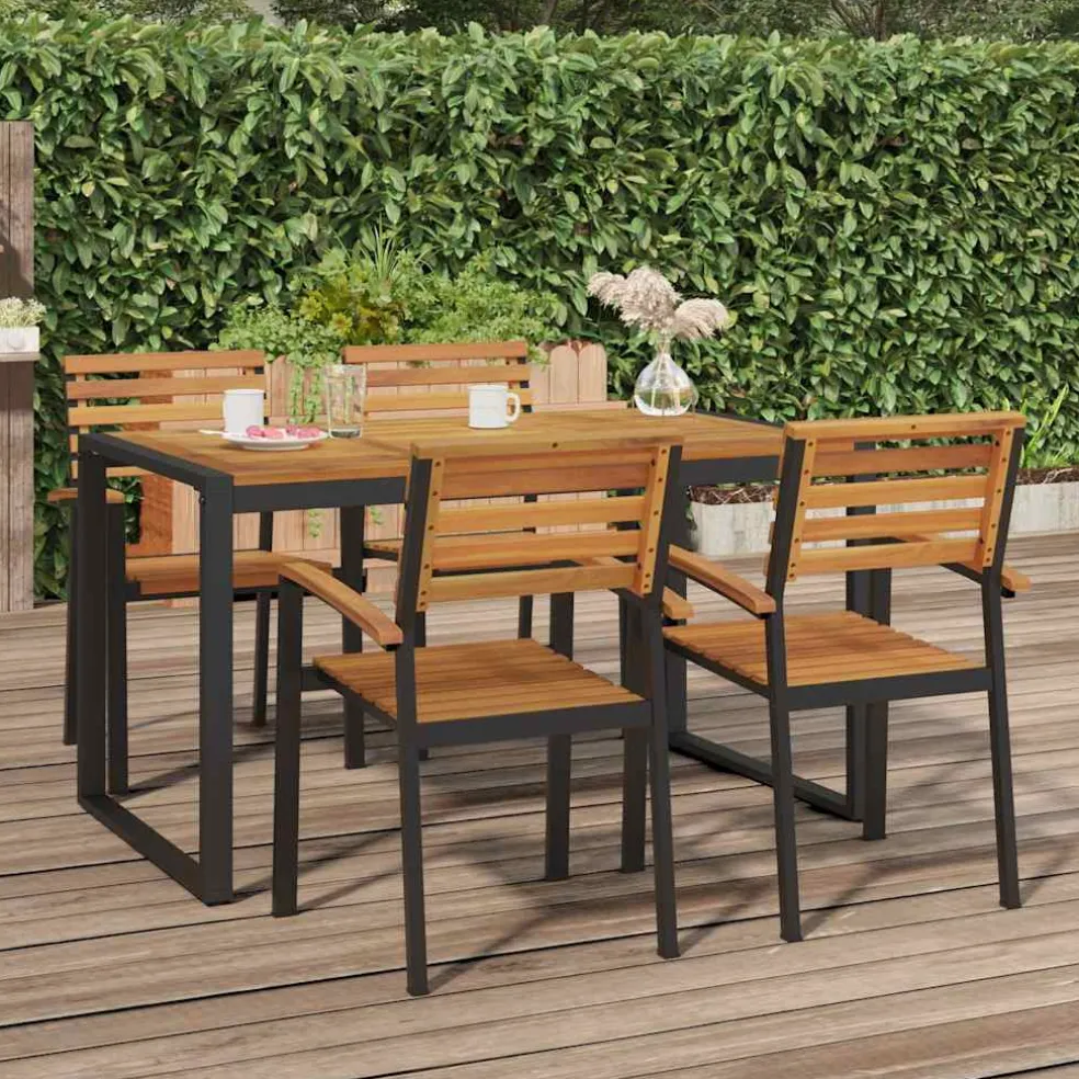 vidaXL Tuintafel met U-vormige poten 140x80x75 cm massief acaciahout