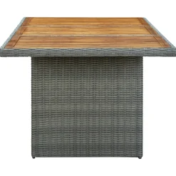 vidaXL Tuintafel poly rattan en massief acaciahout lichtgrijs