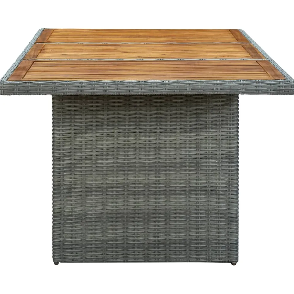 vidaXL Tuintafel poly rattan en massief acaciahout lichtgrijs