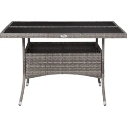 vidaXL Tuintafel poly rattan en glas grijs