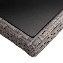 vidaXL Tuintafel poly rattan en glas grijs