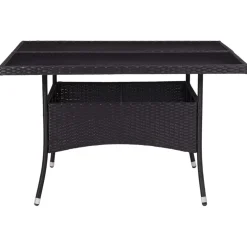 vidaXL Tuintafel poly rattan en glas zwart