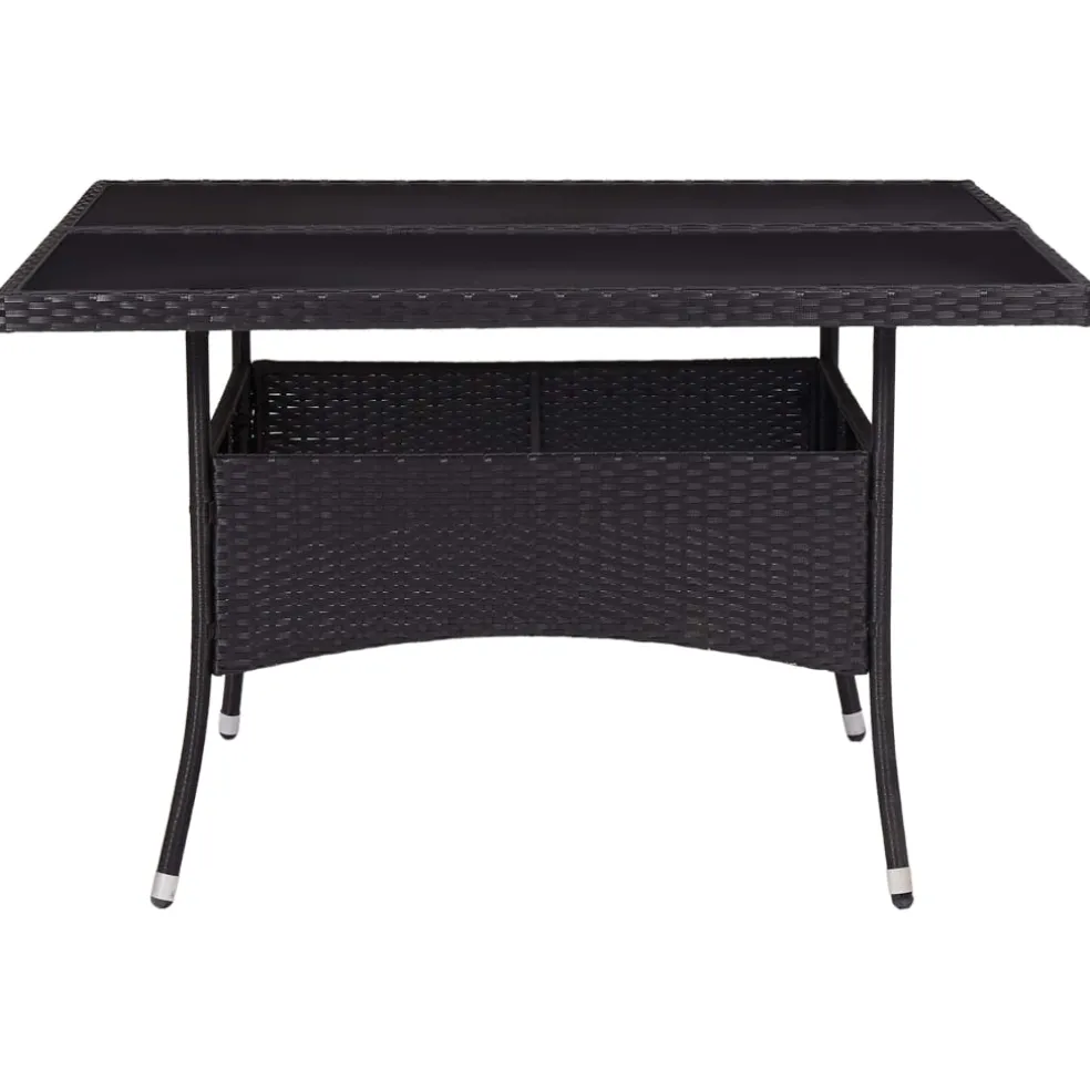 vidaXL Tuintafel poly rattan en glas zwart