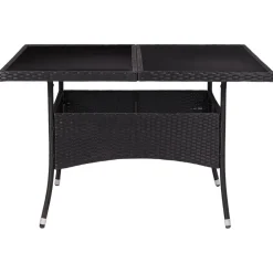 vidaXL Tuintafel poly rattan en glas zwart
