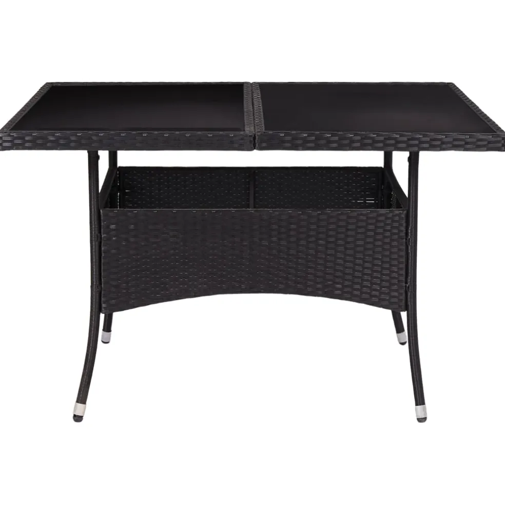 vidaXL Tuintafel poly rattan en glas zwart
