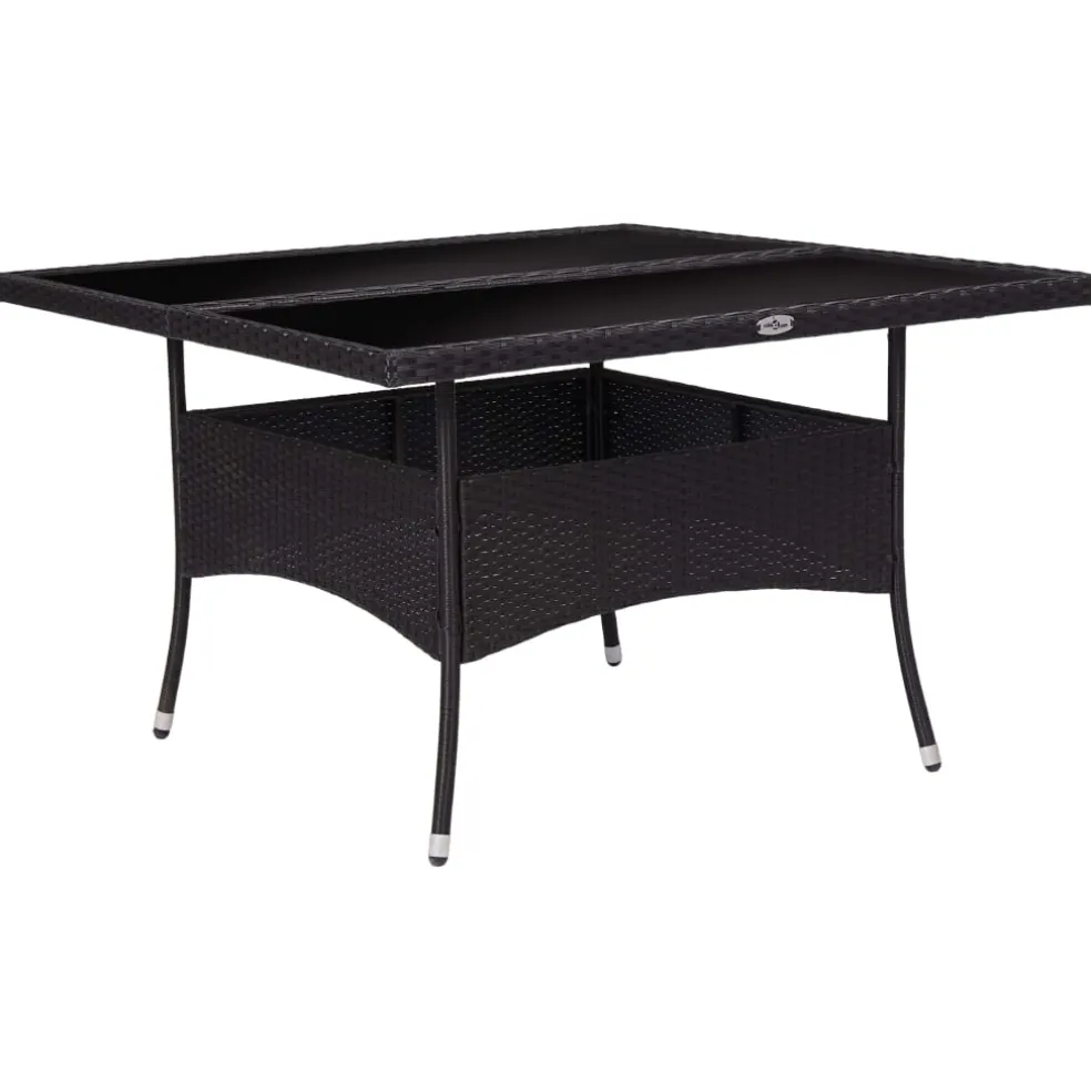 vidaXL Tuintafel poly rattan en glas zwart
