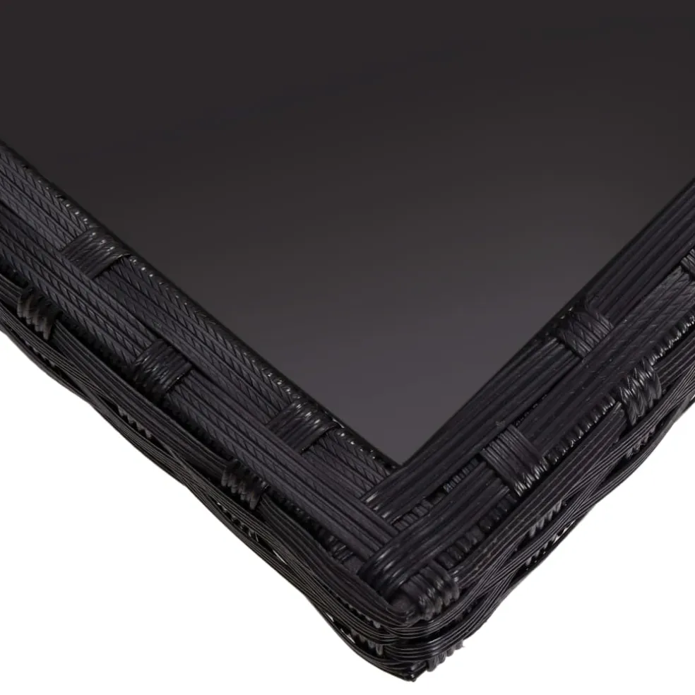 vidaXL Tuintafel poly rattan en glas zwart